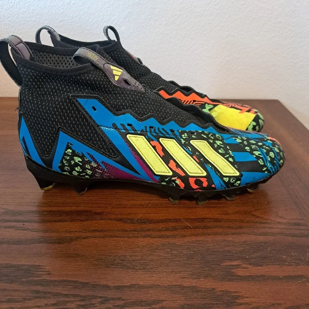 Adidas Freak Ultra 23 Football Cleats Mens 10 Black Neon Multi GW4166 Laceless